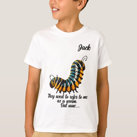 「昔は…」 カスタマイズ可能な少年のTシャツ Tシャツ (正面)