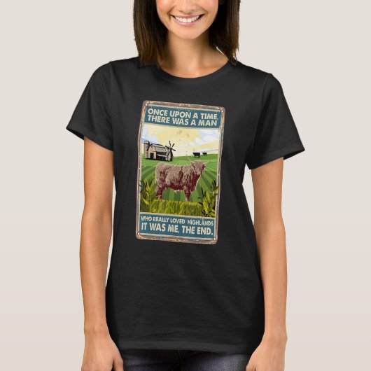 昔、ある男がハイランド種の牛を飼っていた Tシャツ (正面)