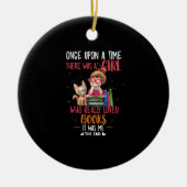 昔、本を書いている女の子がいました セラミックオーナメント (正面)