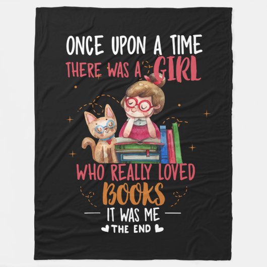 昔、本を書いている女の子がいました フリースブランケット (正面)