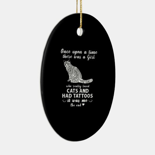 昔、猫と猫が好きな女の子がいました セラミックオーナメント (右)