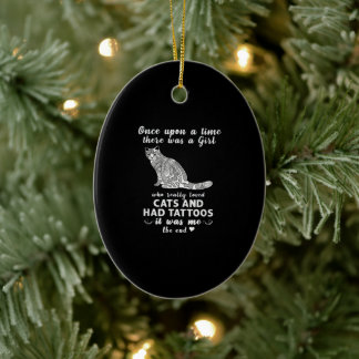 昔、猫と猫が好きな女の子がいました セラミックオーナメント