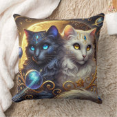 星々の中の神秘的な猫の芸術作品 クッション (ブランケット)