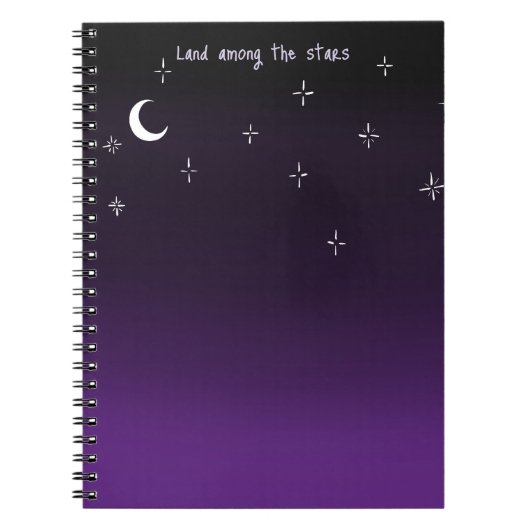 「星々の間にある大地」紫の夜空 ノートブック (正面)