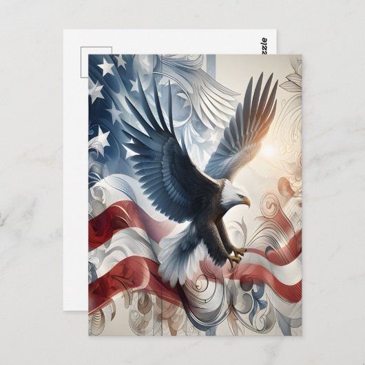 星々を舞うワシ ポストカード (正面/裏面)