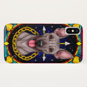 星おもしろい付きステンドグラス犬 Case-Mate iPhoneケース (裏面(横))