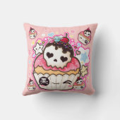 星およびハートが付いているかわいいのスカルのカップケーキ クッション (裏面)