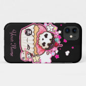 星およびハートが付いているかわいいのスカルのカップケーキ Case-Mate iPhoneケース (裏面(横))