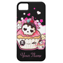 星およびハートが付いているかわいいのスカルのカップケーキ