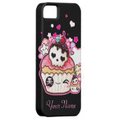 星およびハートが付いているかわいいのスカルのカップケーキ Case-Mate iPhoneケース (裏面/右)