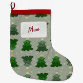 星および名前をカスタムするを用いるクリスマスツリー ラージクリスマスストッキング (正面)