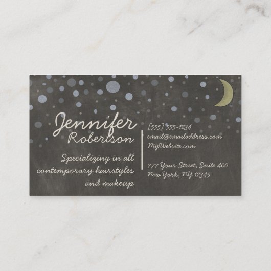 星および月とのヴィンテージの黒板のデザイン 名刺 (裏面)