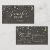 星および月とのヴィンテージの黒板のデザイン 名刺 (正面/裏面)