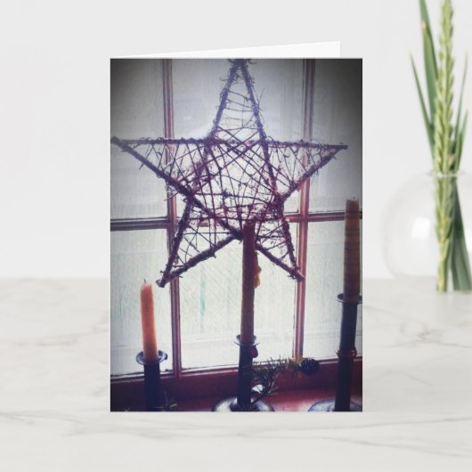 星および蝋燭の棒、クリスマス シーズンカード (正面)