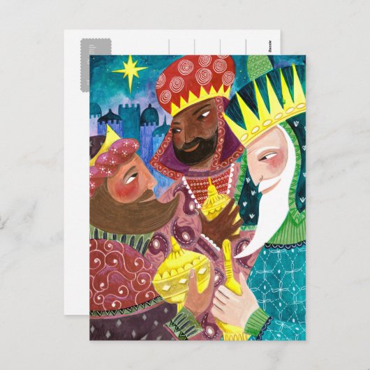 星お洒落と贈り物を持つ3人の賢者の王 シーズンポストカード (正面/裏面)