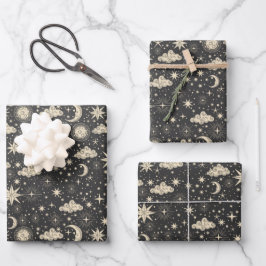 星お洒落の月の惑星雲 ラッピングペーパーシート