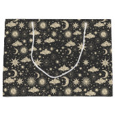 星お洒落の月の惑星雲 ラージペーパーバッグ (正面)