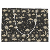 星お洒落の月の惑星雲 ラージペーパーバッグ (裏面)