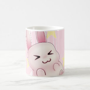 星から落ちるかわいいピンクのかわいいのバニーウサギ コーヒーマグカップ
