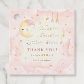 星がきらきら小さな星の1歳の誕生日 ピンク フェイバータグ