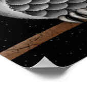 星が付いたかわいいフワフワの灰色ふくろう ポスター (角)