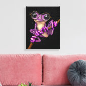 星が付いたかわいい紫のツリーカエル キャンバスプリント (インサイチュ (リビング))