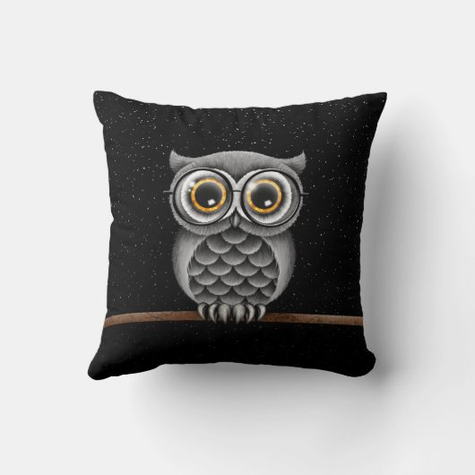 星が付いているガラスを持つかわいく柔らかい灰色のフクロウ クッション (裏面)