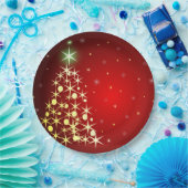 星が付いているクリスマスツリー ペーパープレート (パーティー)