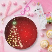 星が付いているクリスマスツリー ペーパープレート (パーティー)