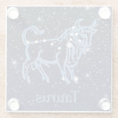 星が付いているトーラスの星座および(占星術の)十二宮図の印 ガラスコースター (裏面)