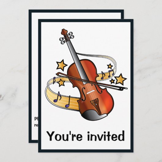 星が付いているバイオリンの演奏会 招待状 (正面/裏面)