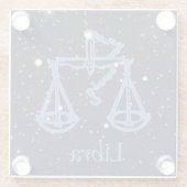 星が付いている天秤座の星座および(占星術の)十二宮図の印 ガラスコースター (裏面)