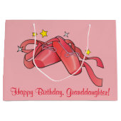 星が付いている孫娘の誕生日のバレエのスリッパ ラージペーパーバッグ (正面)