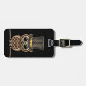 星が付いている枝のSteampunkのかわいいフクロウ ラゲッジタグ (正面横)