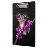 星が付いている目ガラスを持つかわいい紫色のアマガエル クリップボード (左)