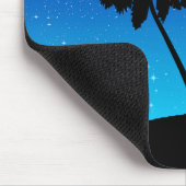 星が付いている青を均等にすることのヤシの木のシルエット マウスパッド (コーナー)