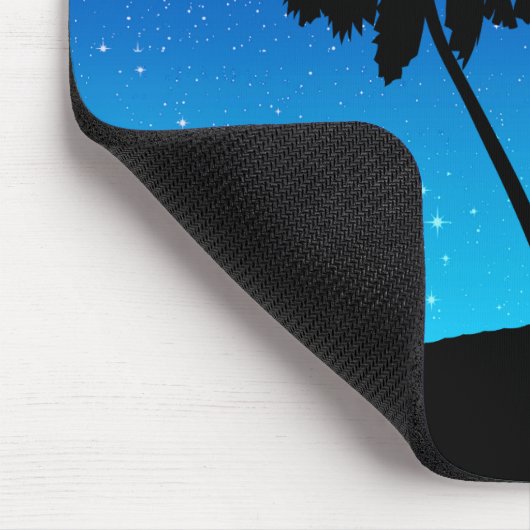 星が付いている青を均等にすることのヤシの木のシルエット マウスパッド (コーナー)