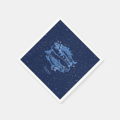 星が付いている魚類の星座および(占星術の)十二宮図の印 スタンダードカクテルナプキン (角)