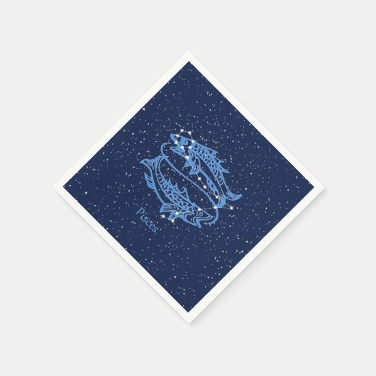 星が付いている魚類の星座および(占星術の)十二宮図の印 スタンダードカクテルナプキン (角)