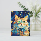 星が多くてかわいい猫 ポストカード (スタンド正面)