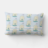 星が幸せでかわいい黄色い恐竜の水彩 ランバークッション (裏面)