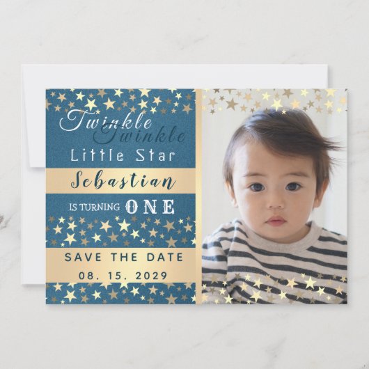 星が瞬く小さな少年 1歳の誕生日 セーブザデート (正面)