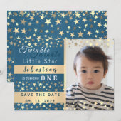 星が瞬く小さな少年 1歳の誕生日 セーブザデート (正面/裏面)