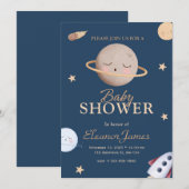 星が瞬く 子供の夜空 月 ベビーシャワー招待状 招待状 (正面/裏面)
