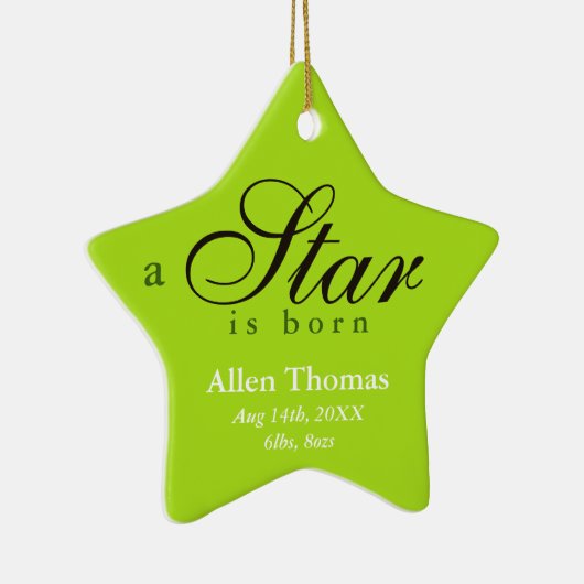 星が緑の灰色の生まれベビー名の発表 セラミックオーナメント (右)