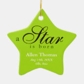 星が緑の灰色の生まれベビー名の発表 セラミックオーナメント (正面)