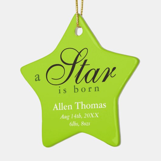 星が緑の灰色の生まれベビー名の発表 セラミックオーナメント (左)