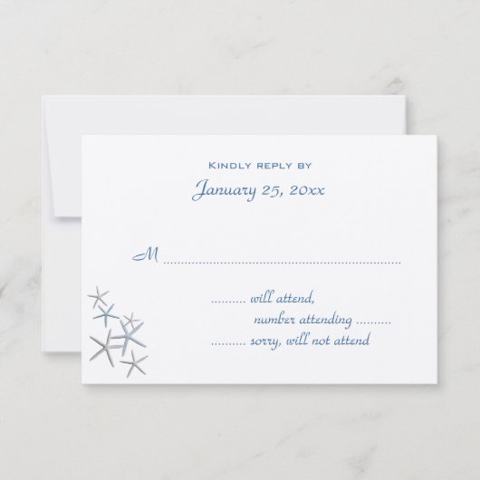 星が落ちる小結婚さな応答エンクロージャ 出欠カード (正面)