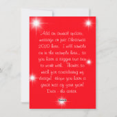 星が赤い背景に輝くあなたの写真でメリークリスマス シーズンカード (裏面)