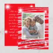 星が赤い背景に輝くあなたの写真でメリークリスマス シーズンカード (正面/裏面)